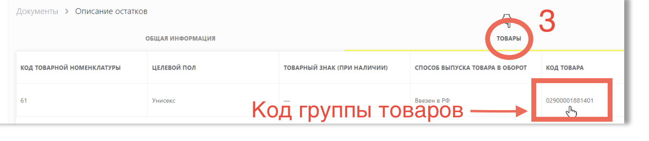 Где найти код группы товаров в карточке